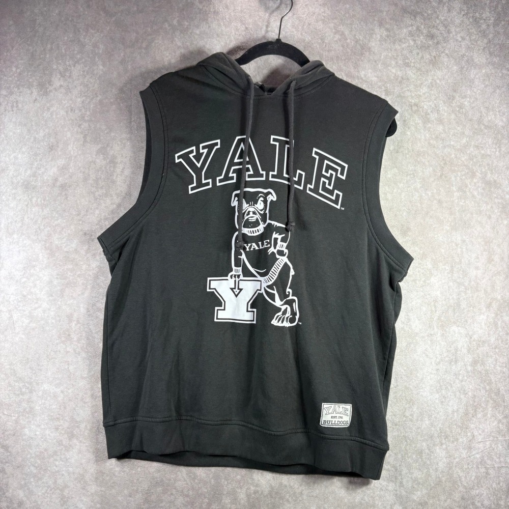 H&M Divided Yale Bulldogs Hoodie Men S Gray Sleeveless Graphic Pullover Vest